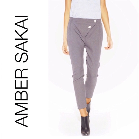 AMBER SAKAI Asymmetrical Waist Crisscross Crossover Waist Gray Plaid NWT… - Picture 11 of 16